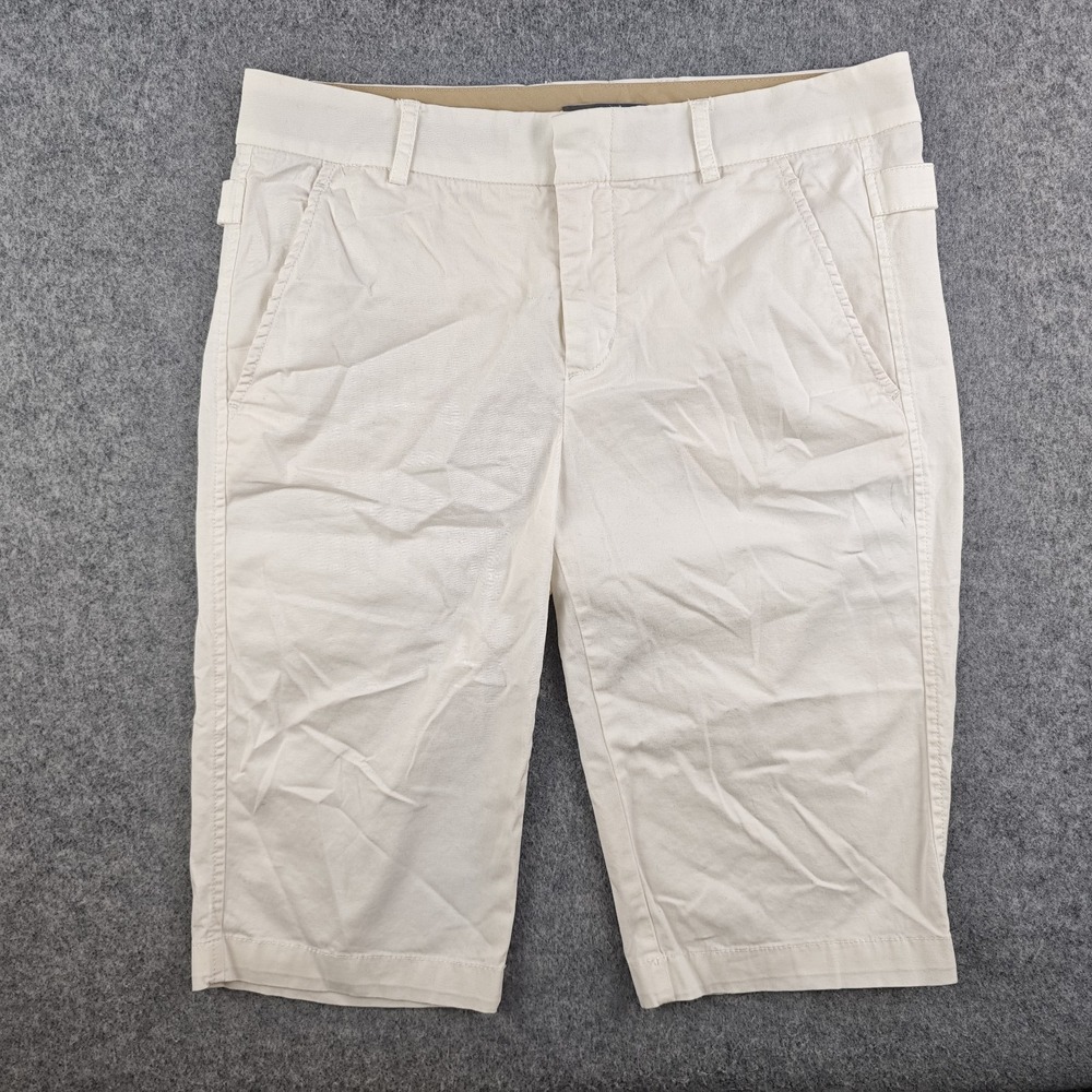 Vince Bermuda Shorts Women's Size 4 White Cotton Stretch Flat Front Chino